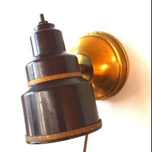 1940s Wall Lamp Bakelite Brown Brass Base 2 Floral Bands Details Task Work Desk
